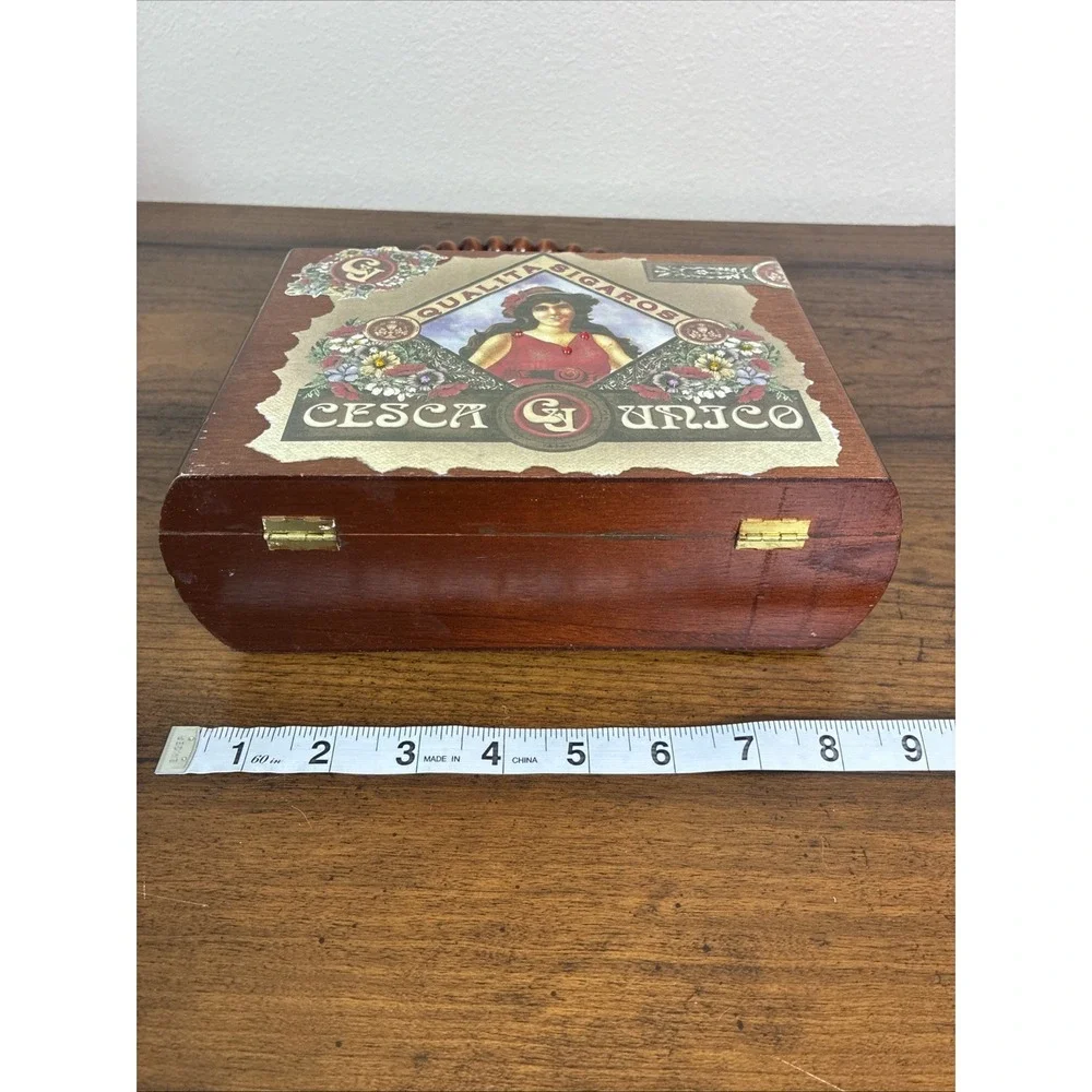 Vintage CESCA UNICO Cigar Box Purse Wooden Beaded Handle‎ Unique Old World 1990s